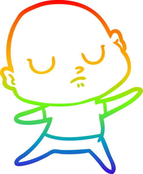 Gökkuşağı gradyan çizgisi bir insan tarafından çizilmiş kel bir adamın çizimi