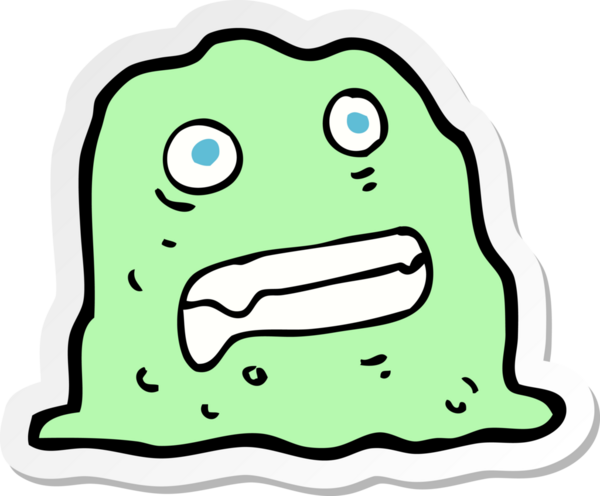 Bir insan tarafından çizilmiş sümüksü bir yaratığın çıkartması.