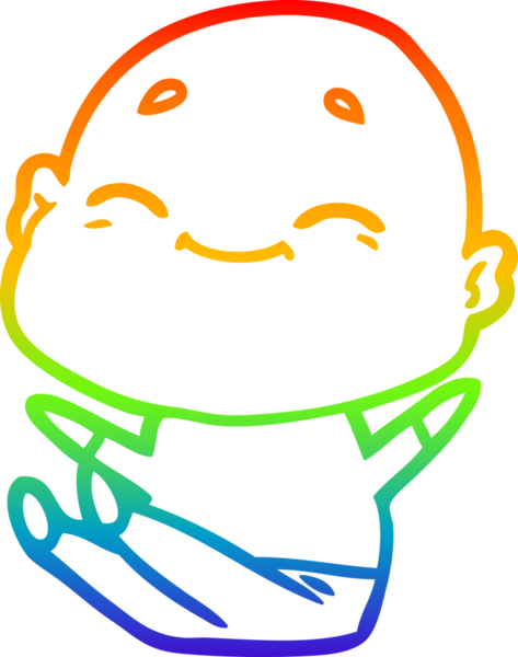 gökkuşağı gradyan çizimi mutlu bir çizgi kel adamın çizimi bir insan tarafından çizildi