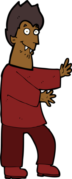 Bir insan tarafından çizilmiş vampir el sallayan çizgi filmi.