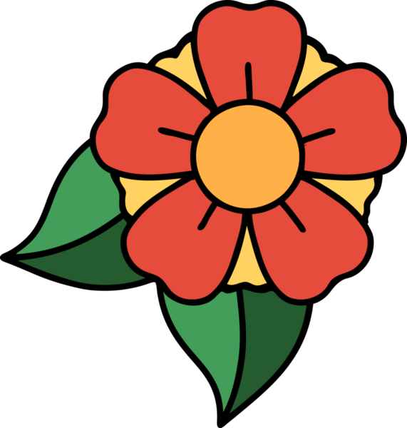 Bir insan tarafından çizilmiş geleneksel bir çiçek dövmesi.