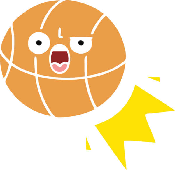 Bir insan tarafından çizilmiş bir topun düz renkli retro karikatürü