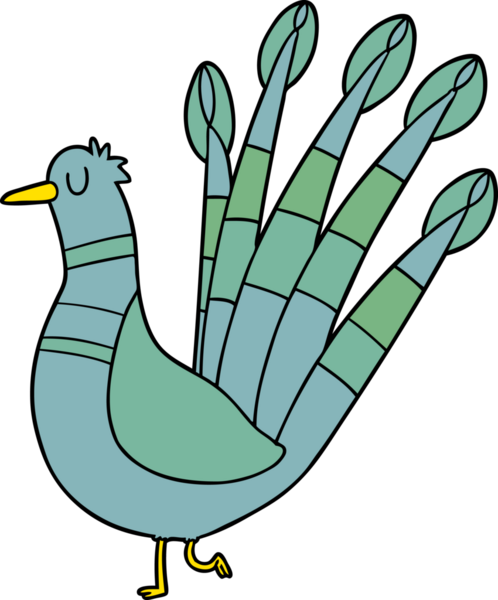 bir insan tarafından çizilmiş bir tavus kuşu.