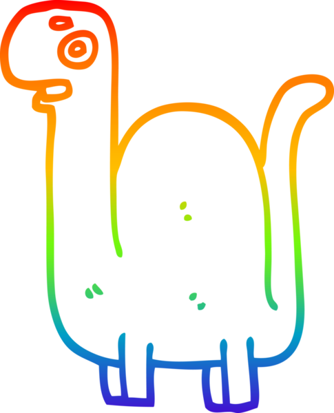 Bir insan tarafından çizilmiş tarih öncesi bir dinozorun gökkuşağı gradyan çizimi