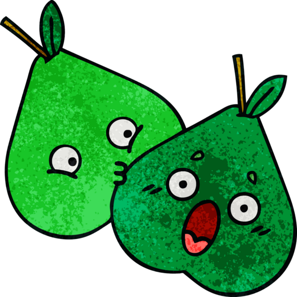 Bir insan tarafından çizilmiş armutun retro grunge desen karikatürü