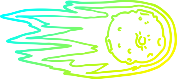 Bir insan tarafından çizilmiş bir çizgi film kuyruklu yıldızının soğuk gradyan çizimi