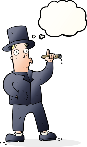 Bir insan tarafından çizilmiş düşünce balonlu sigara içen beyefendi.