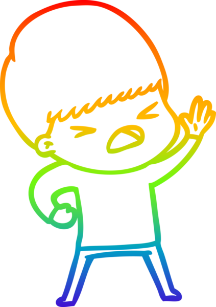 gökkuşağı gradyan çizgi çizimi bir insan tarafından çizilmiş stresli bir adam