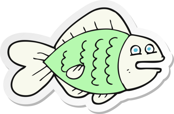 Bir insan tarafından çizilmiş komik bir balığın çıkartması.