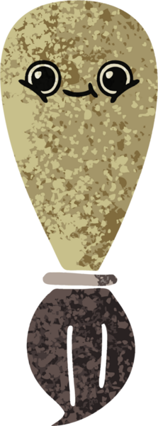 Bir insan tarafından çizilmiş bir boya fırçasının retro çizim tarzı karikatürü