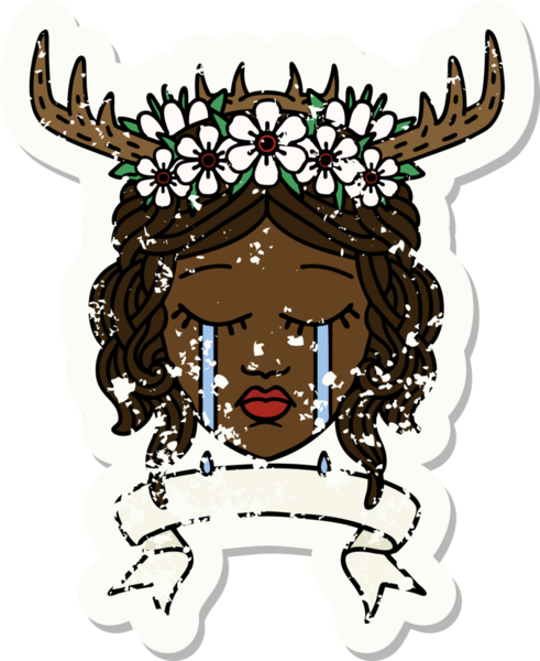 Retro Dövme Tarzı Ağlayan İnsan Druid Bir insan tarafından çizilmiş pankartıyla