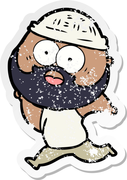 Bir insan tarafından çizilmiş sakallı bir adamın sıkıntılı çıkartması.