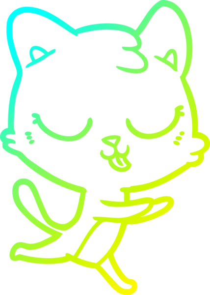 Bir insan tarafından çizilen çizgi film kedisinin soğuk gradyan çizimi