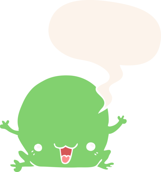 bir insan tarafından çizilmiş, konuşma baloncuklu bir kurbağa.