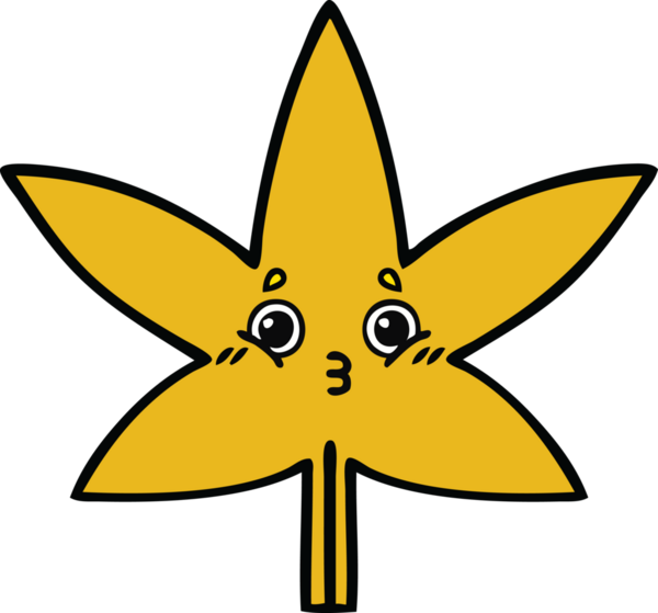 Bir insan tarafından çizilmiş bir sonbahar yaprağının sevimli karikatürü.