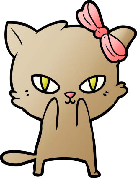 Bir insan tarafından çizilmiş sevimli çizgi film kedisi.