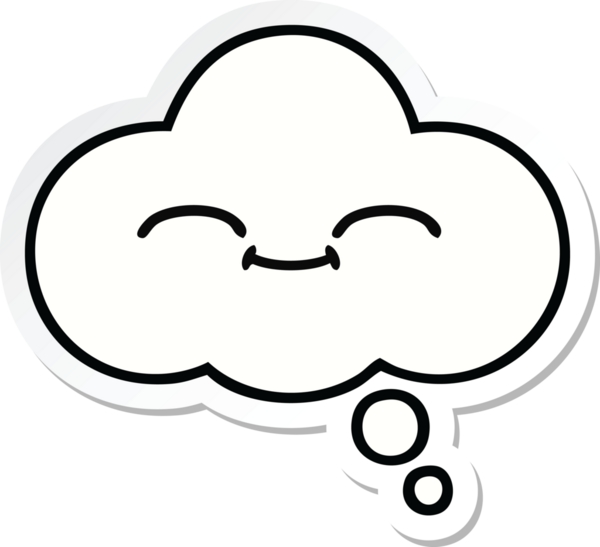 Bir insan tarafından çizilmiş şirin bir düşünce baloncuğunun çıkartması.