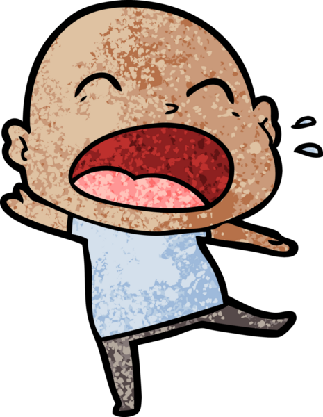 Bir insan tarafından çizilmiş kel adam diye bağıran çizgi film.