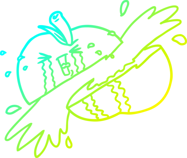 Bir insan tarafından çizilmiş elma karikatürünün soğuk gradyan çizimi