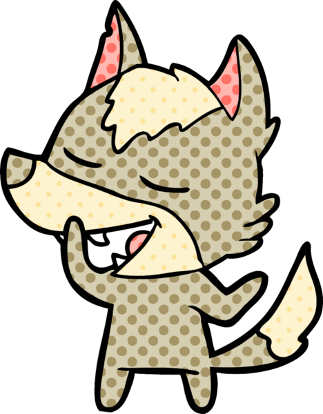 Bir insan tarafından çizilmiş gülen bir kurt.