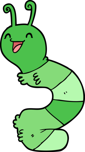 Bir insan tarafından çizilmiş mutlu bir tırtıl.