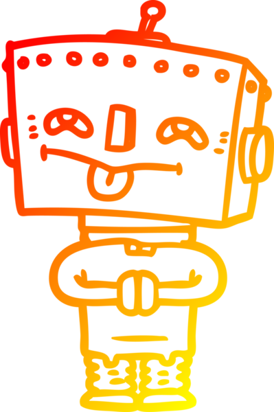 Bir insan tarafından çizilen çizgi film robotunun sıcak çizgi çizimi