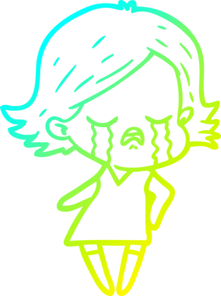 Bir insan tarafından çizilmiş ağlayan bir çizgi film kızı çizimi.