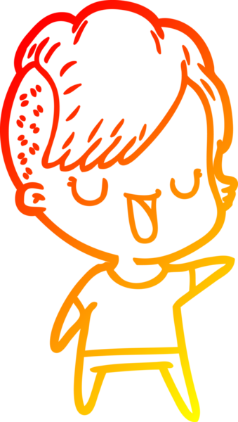 Hipster saç kesimi bir insan tarafından çizilmiş güzel bir çizgi film kızı çizimi.