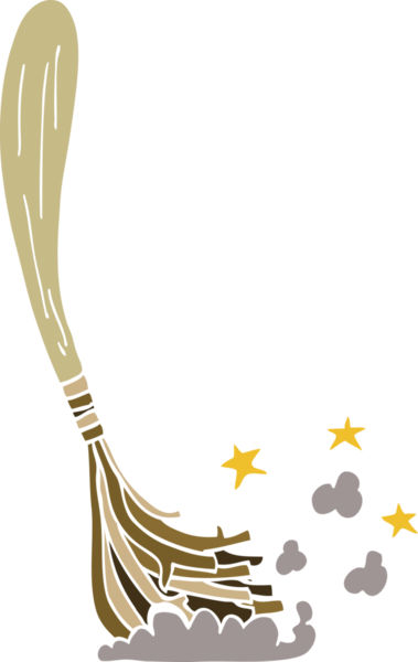 Bir insan tarafından çizilmiş sihirli süpürge sopaları.