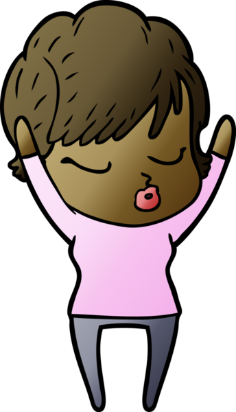 Bir insan tarafından çizilmiş gözleri kapalı çizgi film kadını.