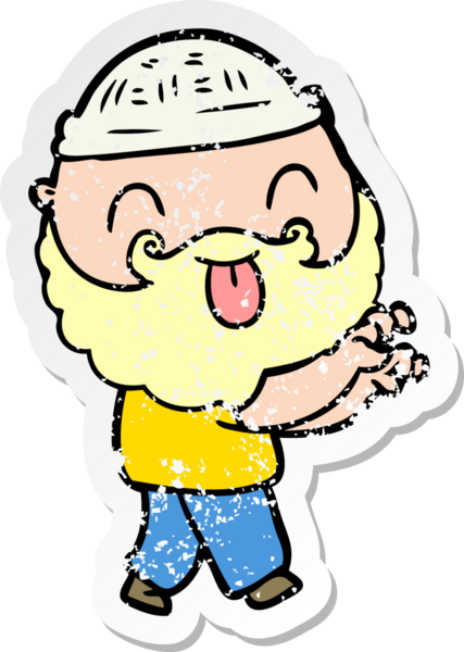 Bir insan tarafından çizilmiş sakallı bir adamın sıkıntılı çıkartması.