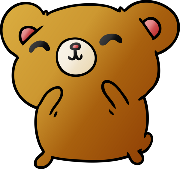 gradyan çizgi film illüstrasyonu kawaii bir insan tarafından çizilmiş sevimli mutlu ayı