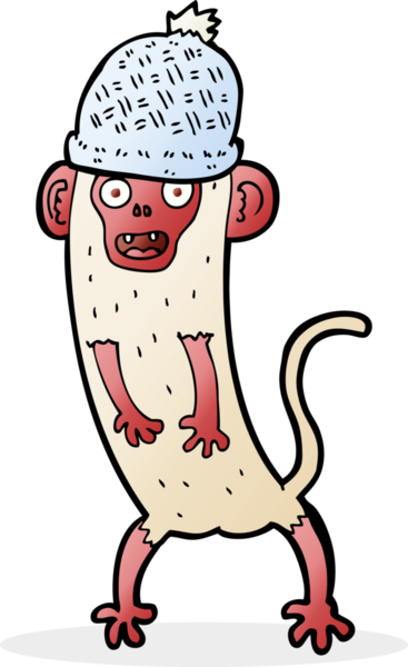 Bir insan tarafından çizilmiş çılgın bir maymun.
