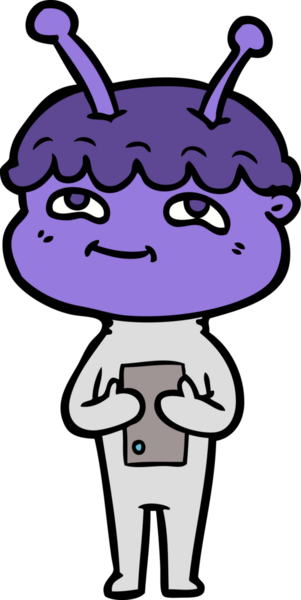 Bir insan tarafından çizilmiş dost canlısı çizgi film uzay adamı.