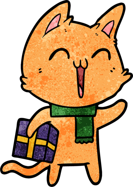 Bir insan tarafından çizilmiş mutlu bir çizgi film kedisi.