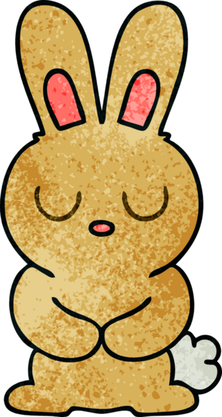 Bir insan tarafından çizilmiş garip çizgi film tavşanı.