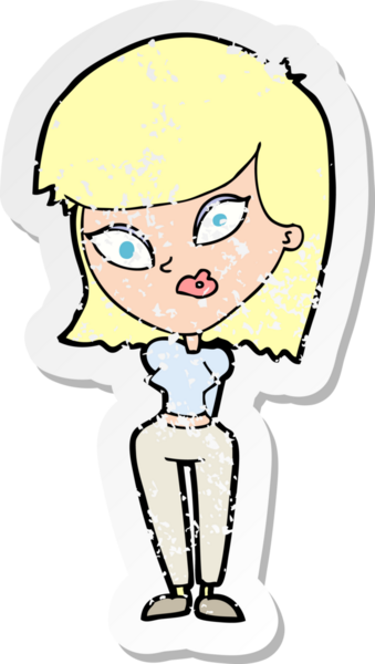 Bir insan tarafından çizilmiş, kafası karışmış bir karikatürün gerilimli çıkartması.