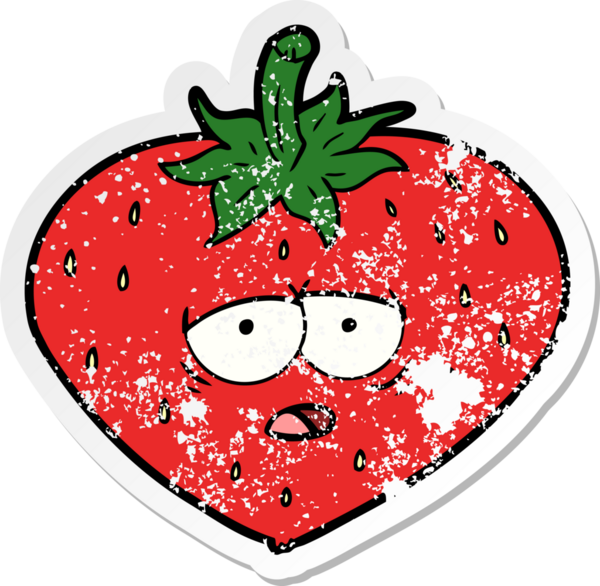 Bir insan tarafından çizilmiş karikatür çileğinin sıkıntılı çıkartması.