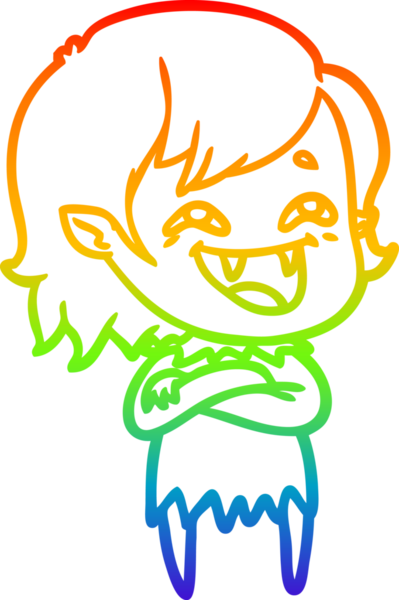 Gökkuşağı gradyan çizgi çizimi Bir insan tarafından çizilmiş gülen vampir kız çizgi filmi