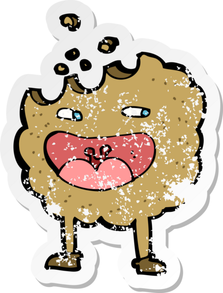 Bir insan tarafından çizilmiş bir kurabiye çizgi film karakterinin gerilimli yapıştırması.