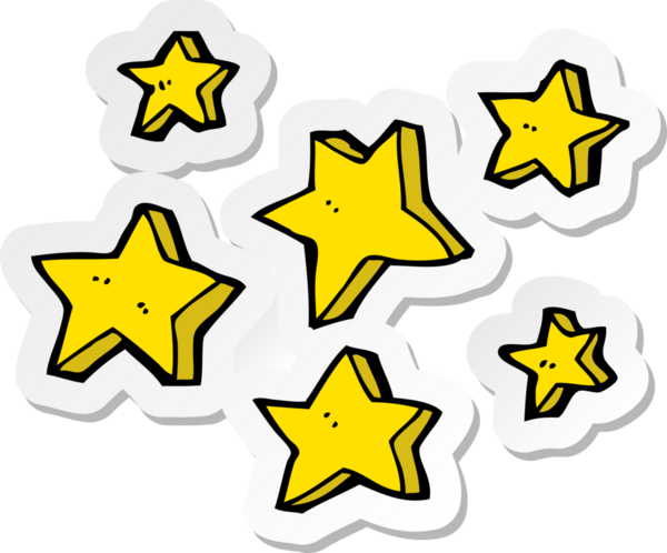 Bir insan tarafından çizilmiş bir çizgi film yıldızının çıkartması.