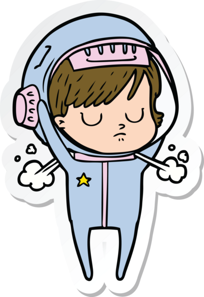 Bir insan tarafından çizilmiş astronot bir kadının çıkartması.