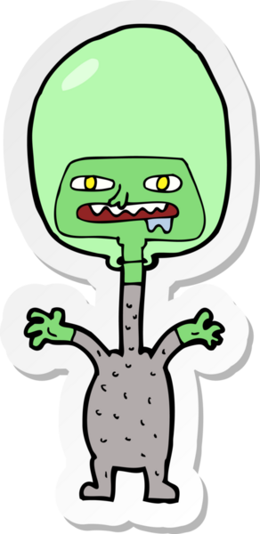 Bir insan tarafından çizilmiş uzay uzaylısının çıkartması.