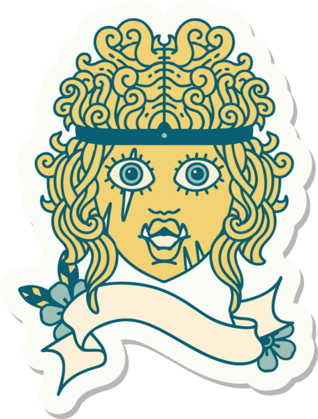 Bir insan tarafından çizilmiş bir ork barbar karakterinin çıkartması.