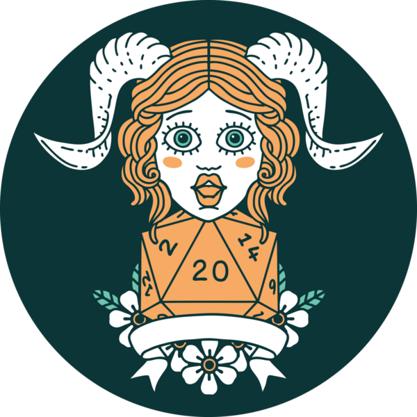 Bir insan tarafından çizilmiş doğal yirmi zar atma ikonu