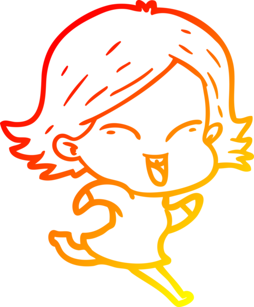 Bir insan tarafından çizilmiş mutlu bir çizgi film kızı çizimi