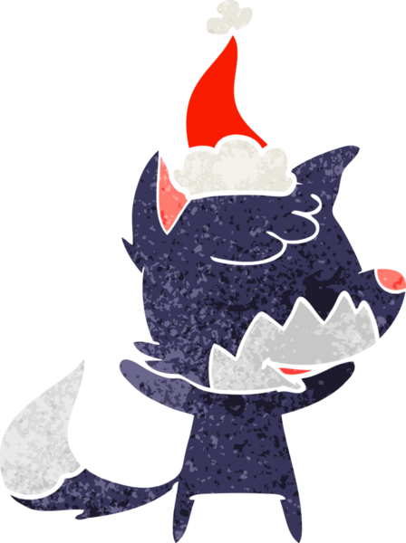 Bir insan tarafından çizilmiş Noel Baba şapkası takan bir tilkinin eski bir çizgi filmi.