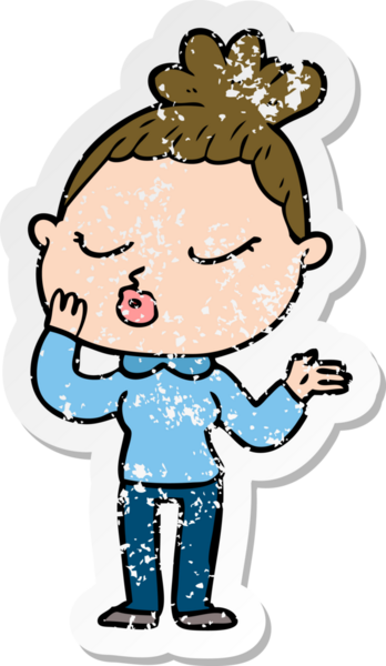 Bir insan tarafından çizilmiş sakin bir karikatür çıkartması.