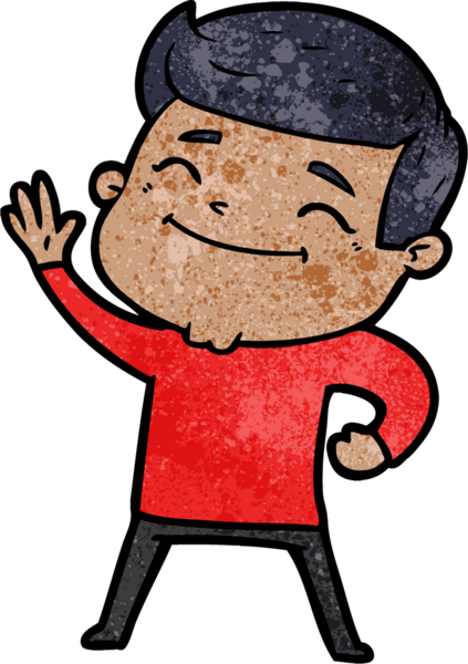 Bir insan tarafından çizilmiş mutlu çizgi film adamı.