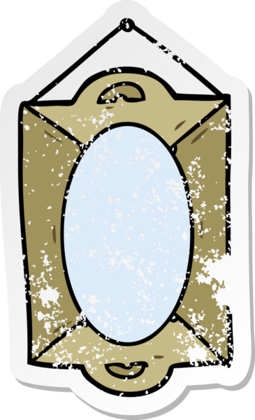 Bir insan tarafından çizilmiş karikatür aynasının sıkıntılı çıkartması